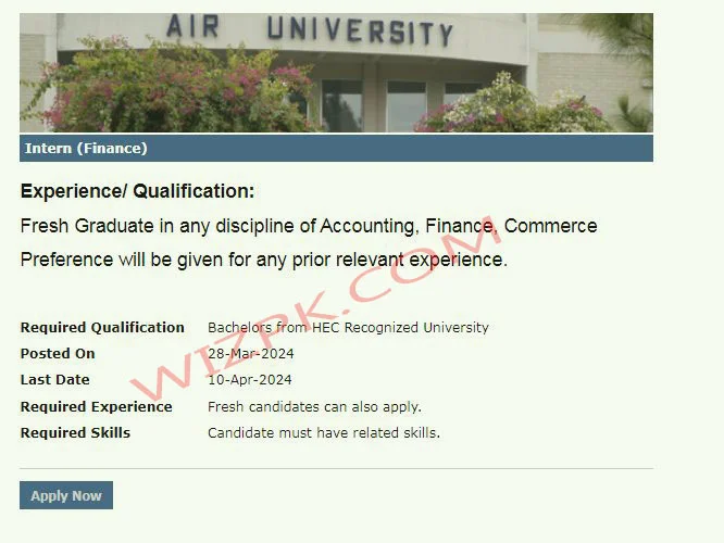 Air University Islamabad Jobs April 2024