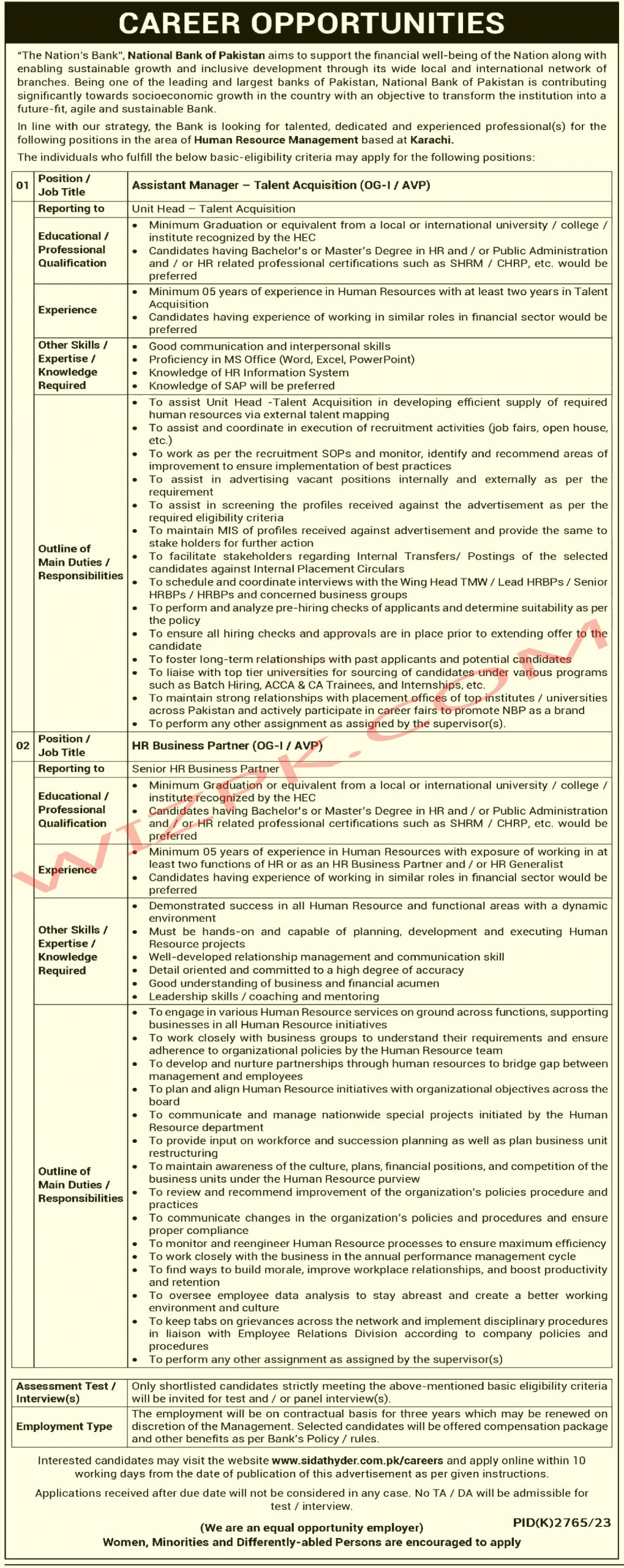 National Bank of Pakistan NBP Jobs April 2024