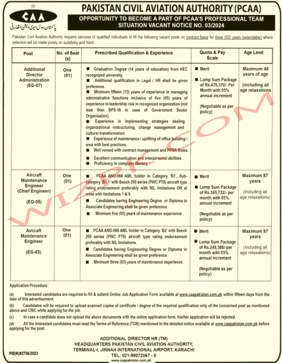 Pakistan Civil Aviation Authority PCAA Jobs April 2024